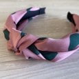 Haarband/diadeem roze/groen stippels